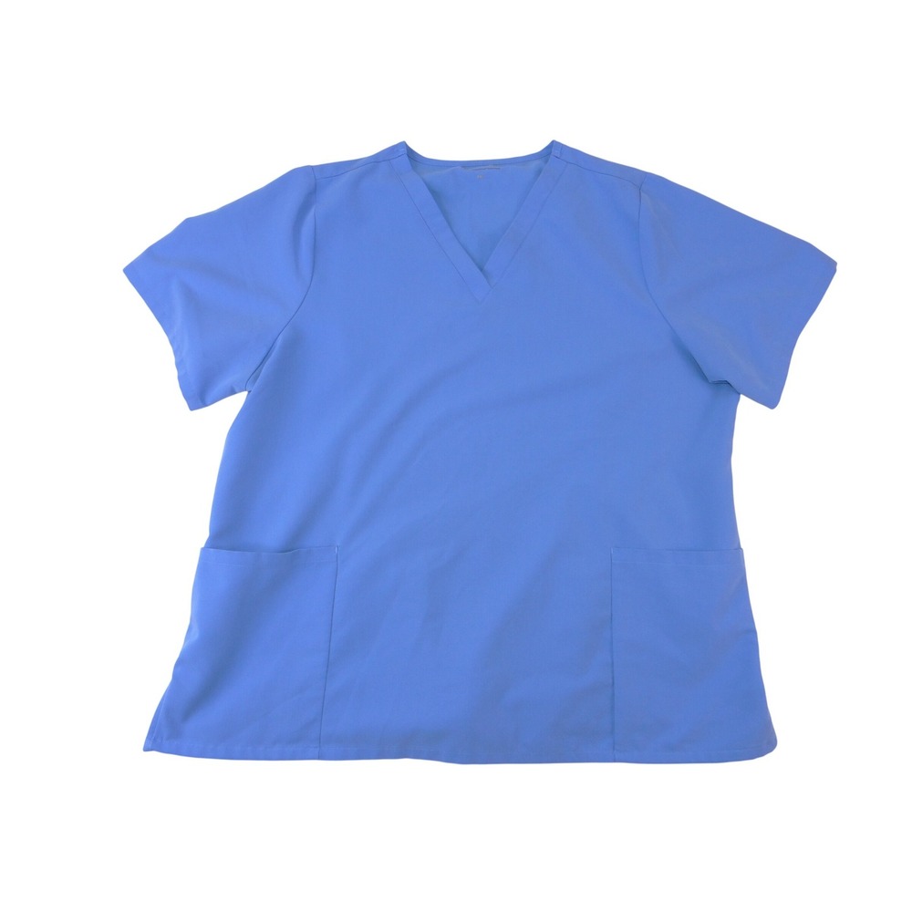 Mandala Blue Equa-Tek V-Neck Scrub Top Womens‎ 2XL Short Sleeve Pockets 3488